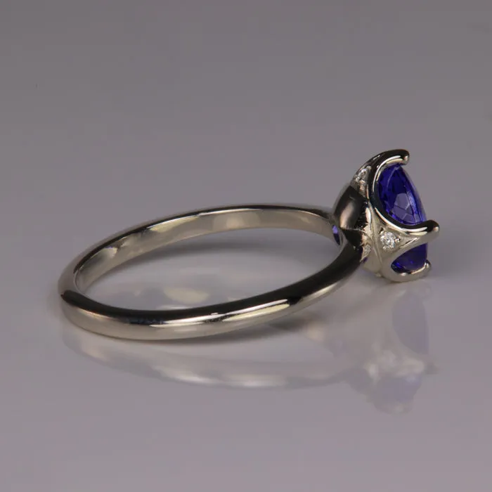 Rings BLUE LIGHT SPECIAL 40 OFF w Code BLUE40 Platinum Round Brilliant Tanzanite and Diamond Accent Ring 192 Carats Moriartys Gem Art