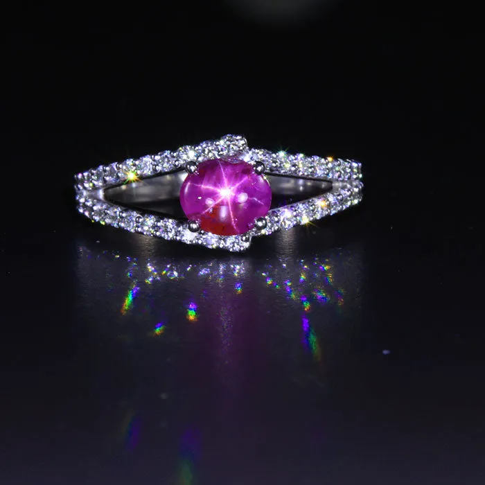 Rings Moriartys Gem Art 14K White Gold Star Ruby and Diamond Ring 136 Carats Rings Moriartys Gem Art 14K White Gold Star Ruby and Diamond Ring 136 Carats