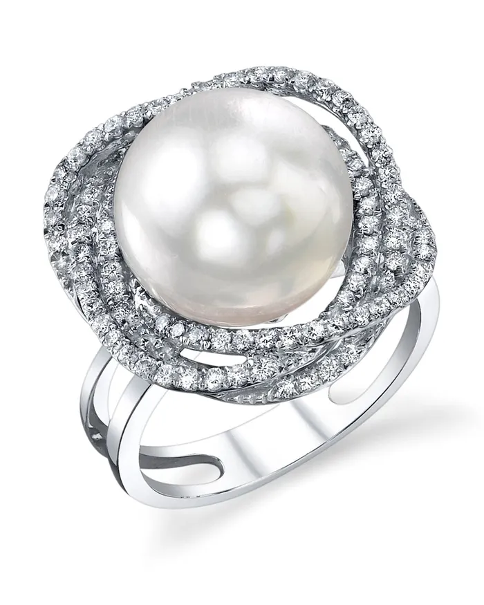 Rings SPT White South Sea Pearl Diamond Orion Cocktail Ring