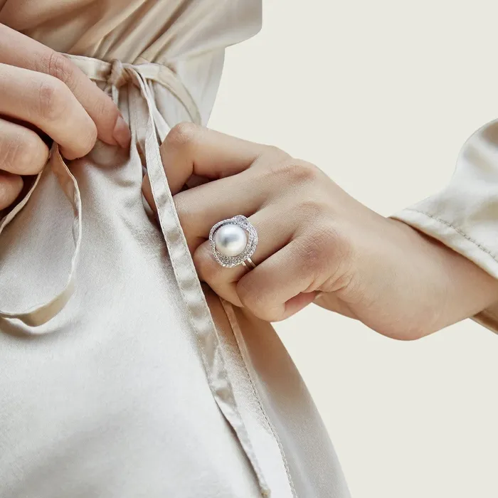Rings SPT White South Sea Pearl Diamond Orion Cocktail Ring