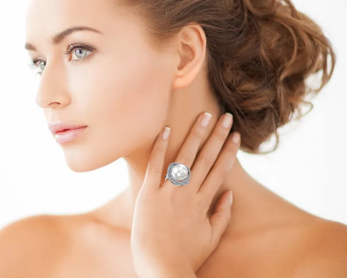 Rings SPT White South Sea Pearl Diamond Orion Cocktail Ring