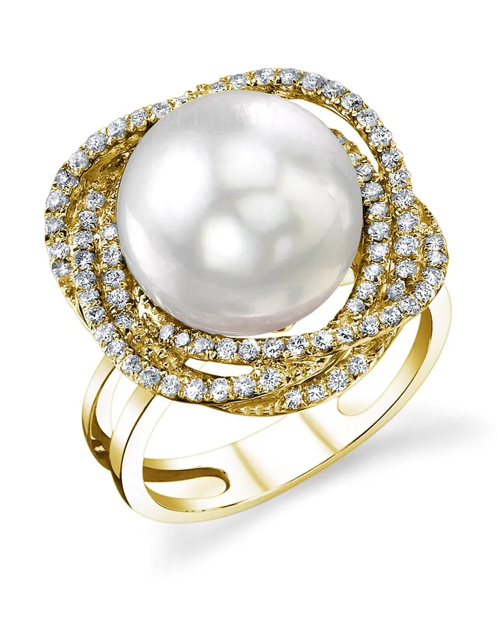 Rings SPT White South Sea Pearl Diamond Orion Cocktail Ring