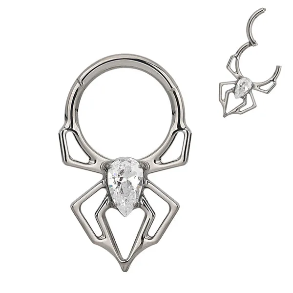 Rings Tulsa Body Jewelry Spider CZ Titanium Hinged Ring