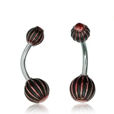 Rings Tulsa Body Jewelry Striped Rose Brass Belly Ring