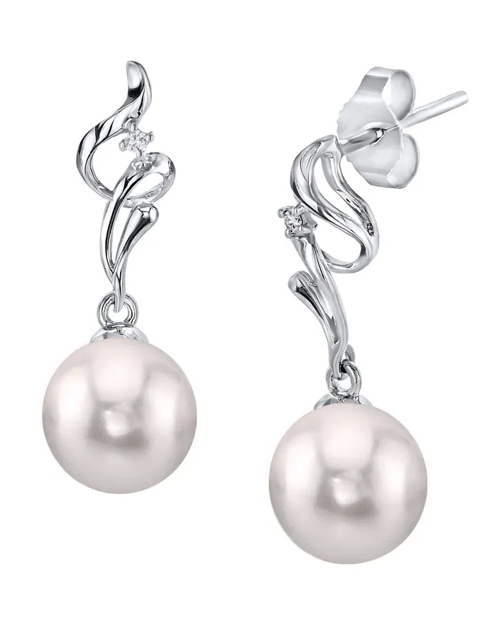 SPT Earrings White Akoya Pearl Diamond Aria Earrings