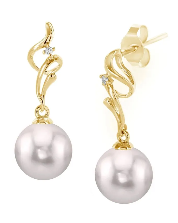 SPT Earrings White Akoya Pearl Diamond Aria Earrings