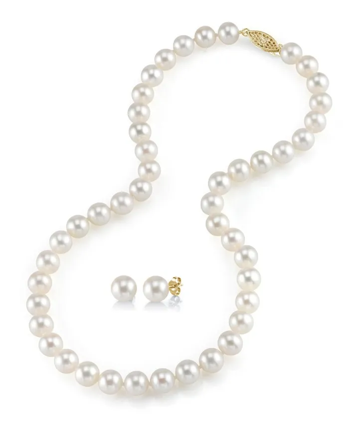 SPT Necklaces 78mm Freshwater Choker Length Pearl Necklace Earrings