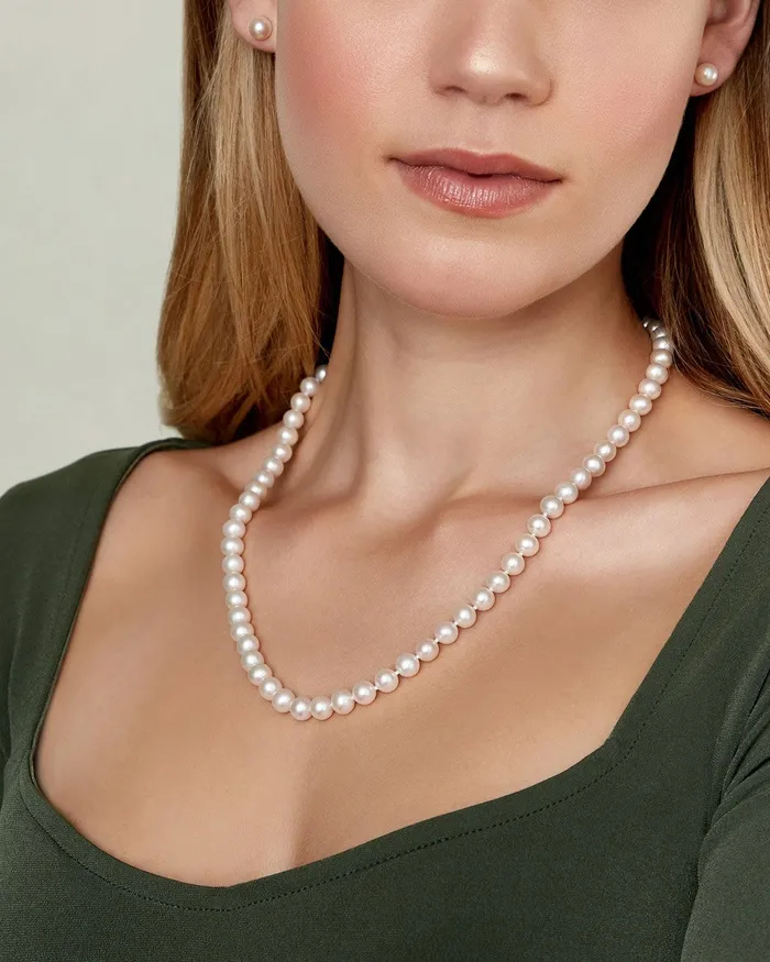 SPT Necklaces 78mm Freshwater Choker Length Pearl Necklace Earrings