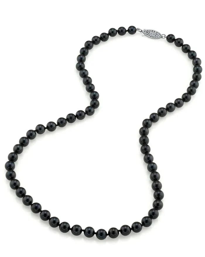 SPT Necklaces Black Japanese Akoya Pearl Necklace 6065mm AAA Quality