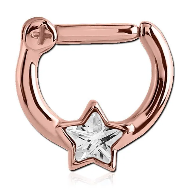 Star CZ Rose Gold Septum Clicker Tulsa Body Jewelry Earrings