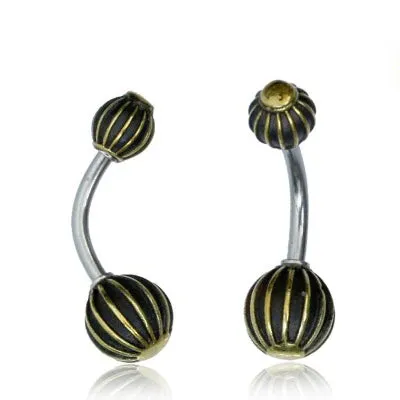 Striped Yellow Brass Belly Ring Tulsa Body Jewelry Rings