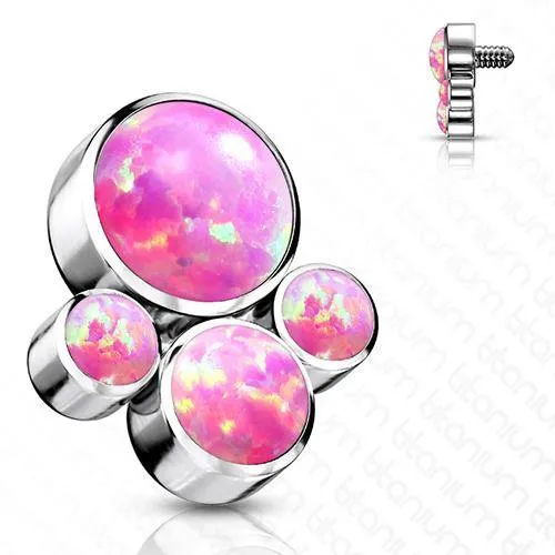 Tulsa Body Jewelry 16g Opal Cluster Titanium End Charm Necklaces Tulsa Body Jewelry 16g Opal Cluster Titanium End Charm Necklaces