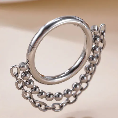 Tulsa Body Jewelry Double Chain Stainless Hinged Ring Rings