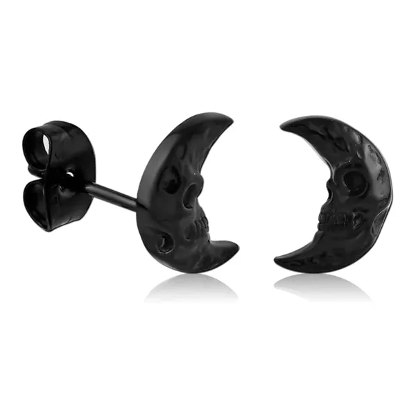 Tulsa Body Jewelry Moon Black Stud Earrings Earrings