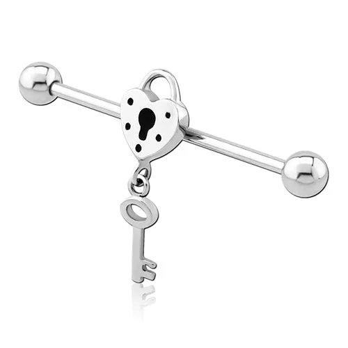 Tulsa Body Jewelry Necklaces 14g Locked Heart Industrial Barbell