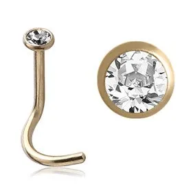 Tulsa Body Jewelry PreStyled Sets Bezel CZ Zircon Gold Nostril Screw