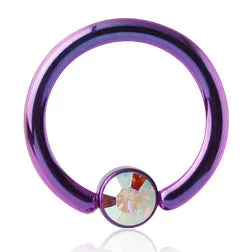 Tulsa Body Jewelry Rings 16g Titanium Captive CZ Disc Bead Ring