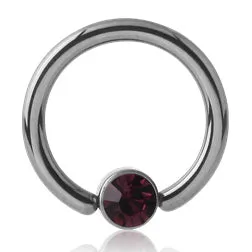 Tulsa Body Jewelry Rings 16g Titanium Captive CZ Disc Bead Ring Tulsa Body Jewelry Rings 16g Titanium Captive CZ Disc Bead Ring