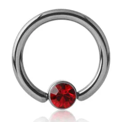 Tulsa Body Jewelry Rings 16g Titanium Captive CZ Disc Bead Ring Tulsa Body Jewelry Rings 16g Titanium Captive CZ Disc Bead Ring