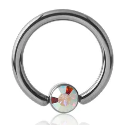 Tulsa Body Jewelry Rings 16g Titanium Captive CZ Disc Bead Ring Tulsa Body Jewelry Rings 16g Titanium Captive CZ Disc Bead Ring