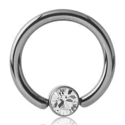 Tulsa Body Jewelry Rings 16g Titanium Captive CZ Disc Bead Ring Tulsa Body Jewelry Rings 16g Titanium Captive CZ Disc Bead Ring