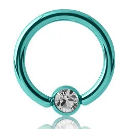 Tulsa Body Jewelry Rings 16g Titanium Captive CZ Disc Bead Ring Tulsa Body Jewelry Rings 16g Titanium Captive CZ Disc Bead Ring