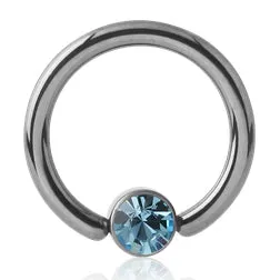 Tulsa Body Jewelry Rings 16g Titanium Captive CZ Disc Bead Ring Tulsa Body Jewelry Rings 16g Titanium Captive CZ Disc Bead Ring