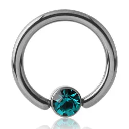 Tulsa Body Jewelry Rings 16g Titanium Captive CZ Disc Bead Ring Tulsa Body Jewelry Rings 16g Titanium Captive CZ Disc Bead Ring