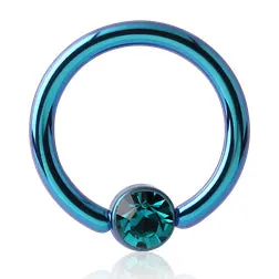 Tulsa Body Jewelry Rings 16g Titanium Captive CZ Disc Bead Ring Tulsa Body Jewelry Rings 16g Titanium Captive CZ Disc Bead Ring