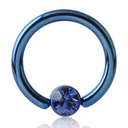 Tulsa Body Jewelry Rings 16g Titanium Captive CZ Disc Bead Ring Tulsa Body Jewelry Rings 16g Titanium Captive CZ Disc Bead Ring