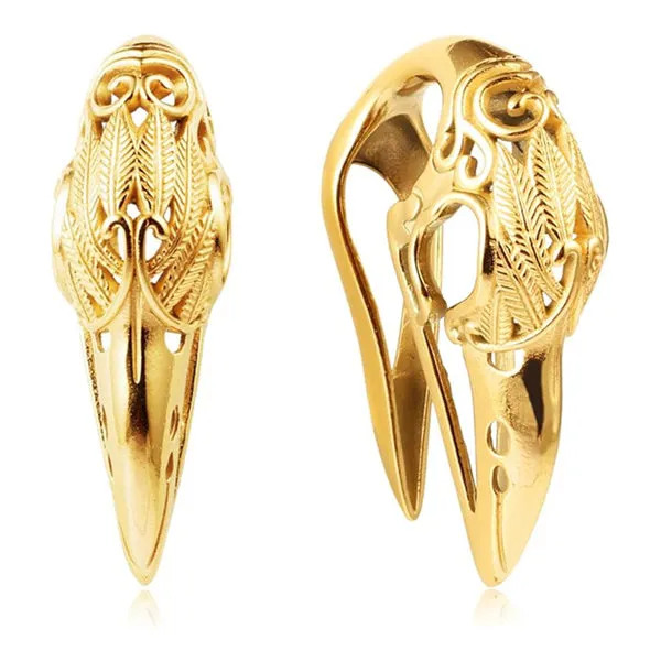 Tulsa Body Jewelry Rings Gold Crow Skull Hangers
