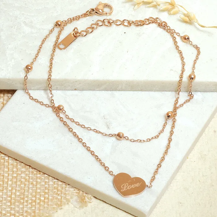 Upakarna Necklaces Heart Layered Anklet