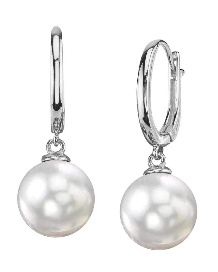 White South Sea Glissade Pearl Hoop Earrings SPT Earrings