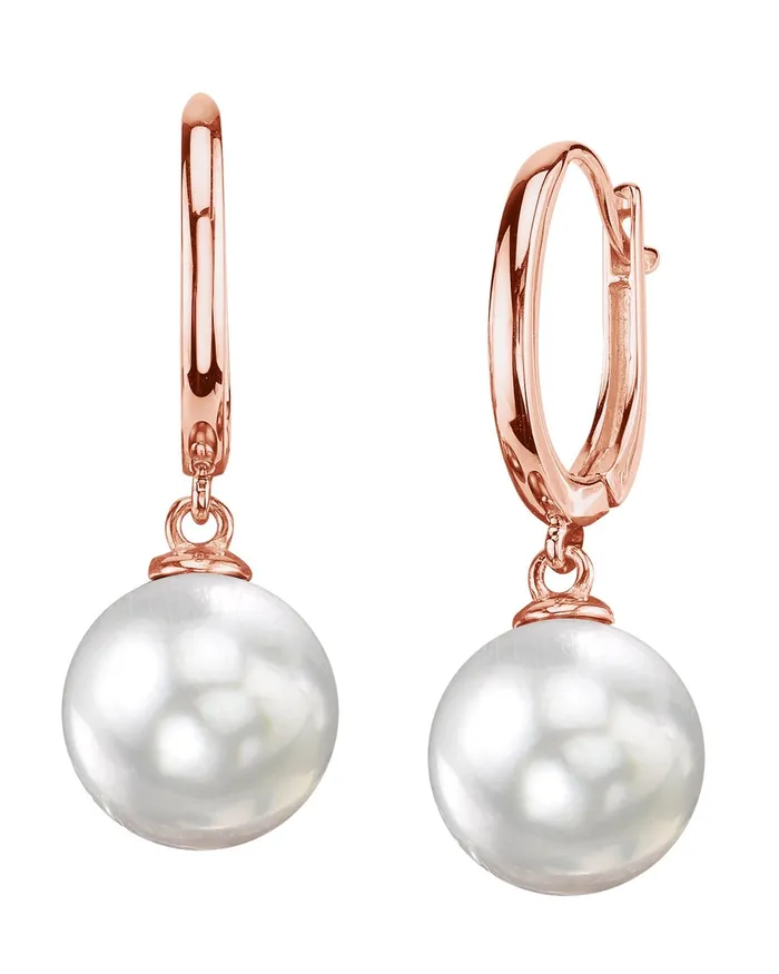 White South Sea Glissade Pearl Hoop Earrings SPT Earrings