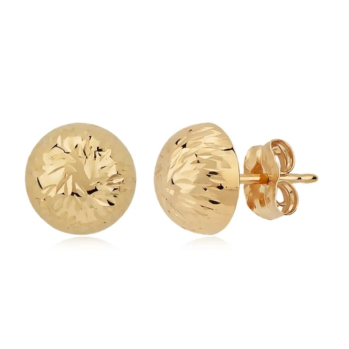 14k Gold 8mm Brite Cut Button Earrings Carla Nancy B Earrings