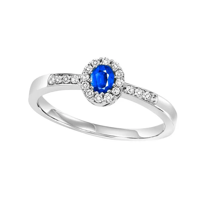 14K White Gold Halo Prong Sapphire Ring 16 CTW Gems One Rings