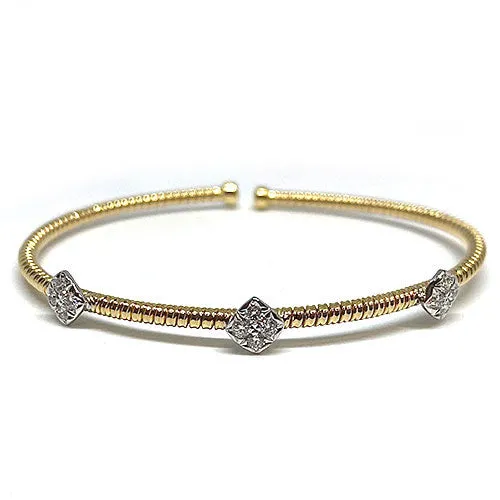 18K Yellow and White Gold Flex Cuff International Diamond Center PreStyled Sets 18K Yellow and White Gold Flex Cuff International Diamond Center PreStyled Sets