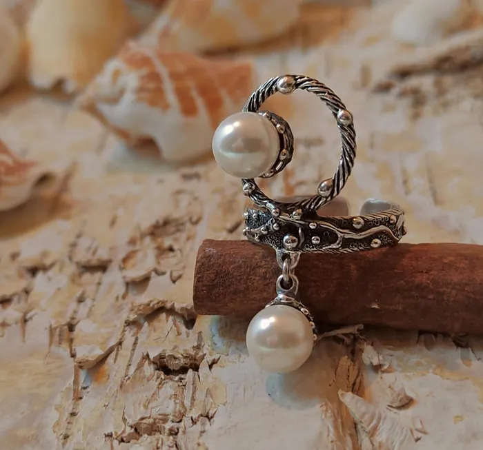 Achon Silver Ring with Pearl DF Project Rings