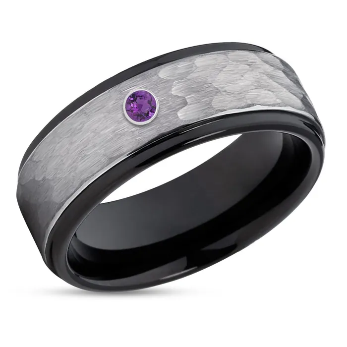 Amethysts Wedding Ring Black Tungsten Ring Tungsten Wedding Ring Black Ring Clean Casting Jewelry Rings Amethysts Wedding Ring Black Tungsten Ring Tungsten Wedding Ring Black Ring Clean Casting Jewelry Rings