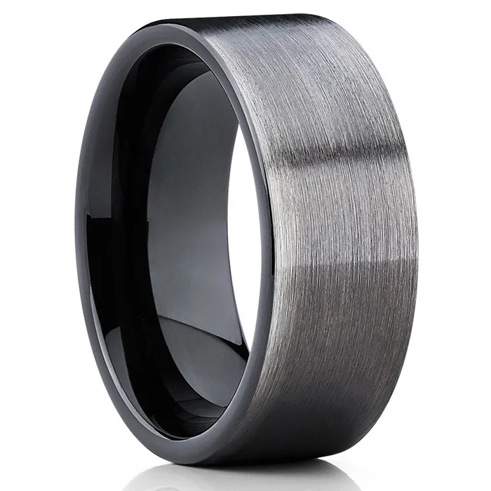 Black Tungsten Wedding Band Gray Gunmetal Ring Black Tungsten Ring Gunmetal Band Clean Casting Jewelry Rings