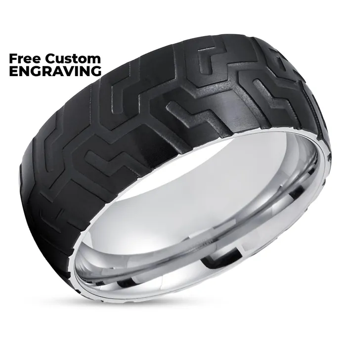 Black Wedding Ring Silver Wedding Ring Tungsten Wedding Ring Tire Ring Comfort Fit Clean Casting Jewelry Rings
