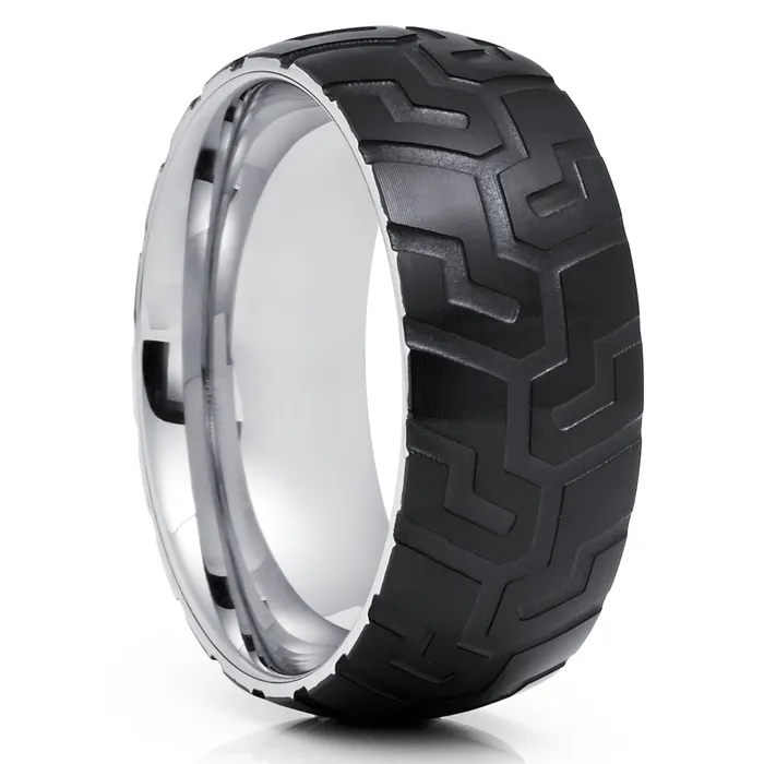 Black Wedding Ring Silver Wedding Ring Tungsten Wedding Ring Tire Ring Comfort Fit Clean Casting Jewelry Rings