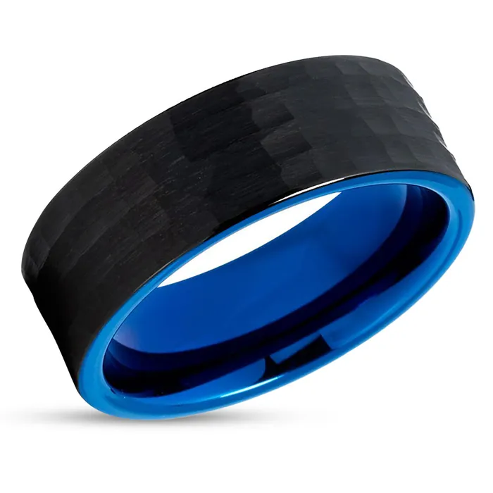 Blue Tungsten Wedding Band Black Wedding Ring 8mm Tungsten Ring Black Ring Clean Casting Jewelry Rings Blue Tungsten Wedding Band Black Wedding Ring 8mm Tungsten Ring Black Ring Clean Casting Jewelry Rings
