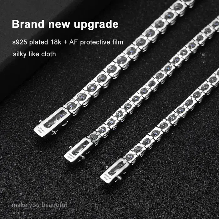 Bracelets Moissanite Engagement Rings Jewelry Luxus Moissanite 18K GOLD PLATED SILVER 5MM MOISSANITE TENNIS BRACELET 17CTW