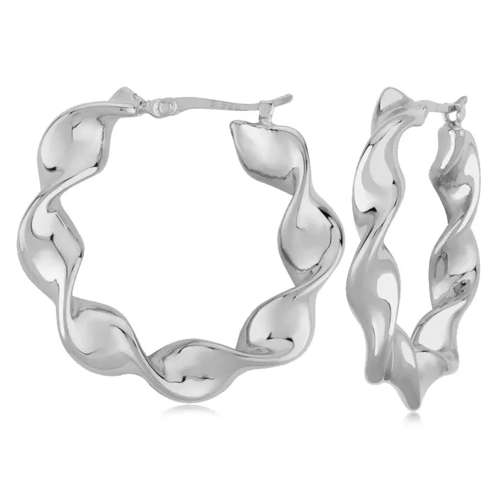 Carla Nancy B Sterling Silver Flat Twist Hoop Earrings Earrings