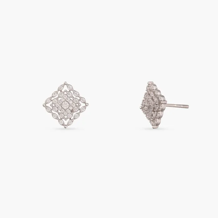 Carre CZ Silver Classic Studs SILVER Rings