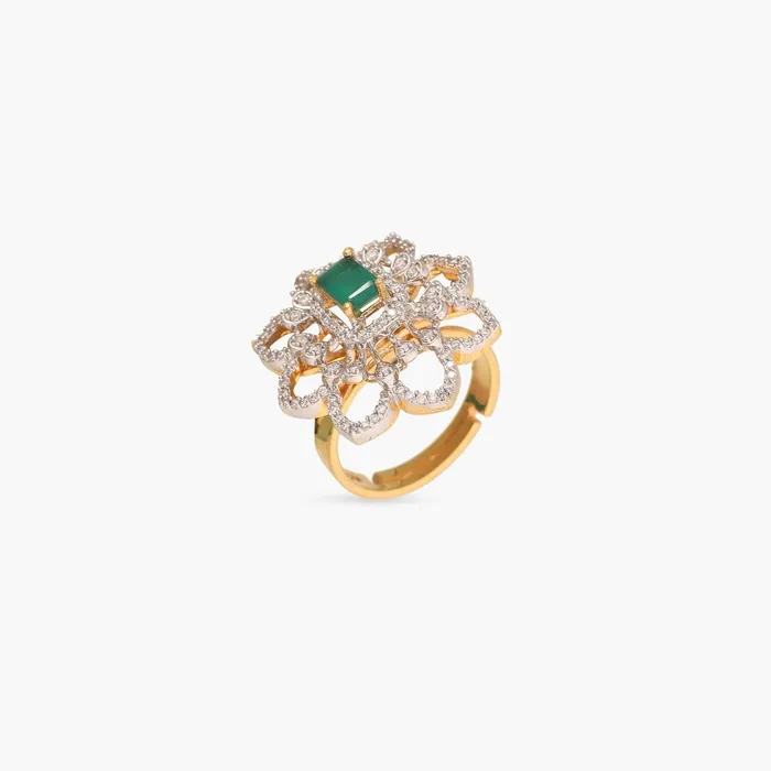 Classic Floral CZ Silver Ring SILVER Rings