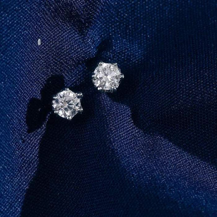 Classic Round CZ Solitaire Silver Stud Earrings Mini SILVER Earrings
