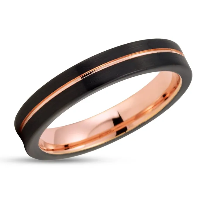 Clean Casting Jewelry 4mm Rose Gold Tungsten Ring Black Tungsten Ring Womens Tungsten Ring Rings Clean Casting Jewelry 4mm Rose Gold Tungsten Ring Black Tungsten Ring Womens Tungsten Ring Rings