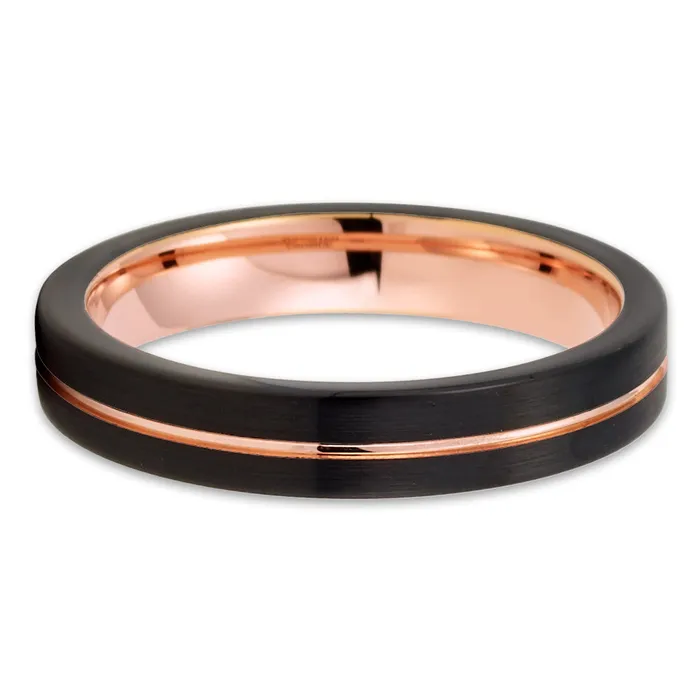 Clean Casting Jewelry 4mm Rose Gold Tungsten Ring Black Tungsten Ring Womens Tungsten Ring Rings